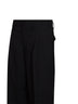 Black wool serge double-pleat wide trousers