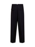 Black wool serge double-pleat wide trousers