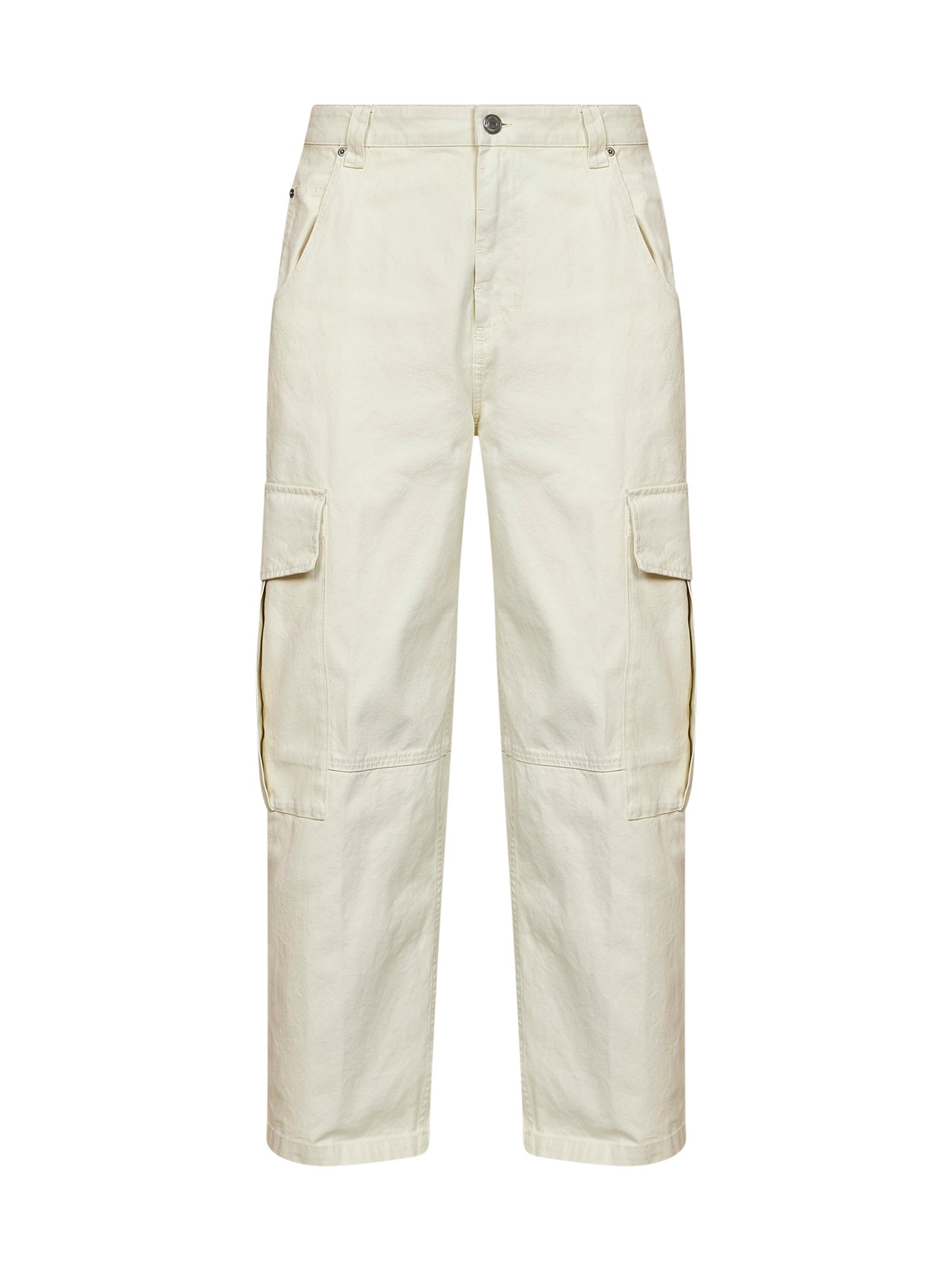 Ivory cotton baggy-fit cargo trousers