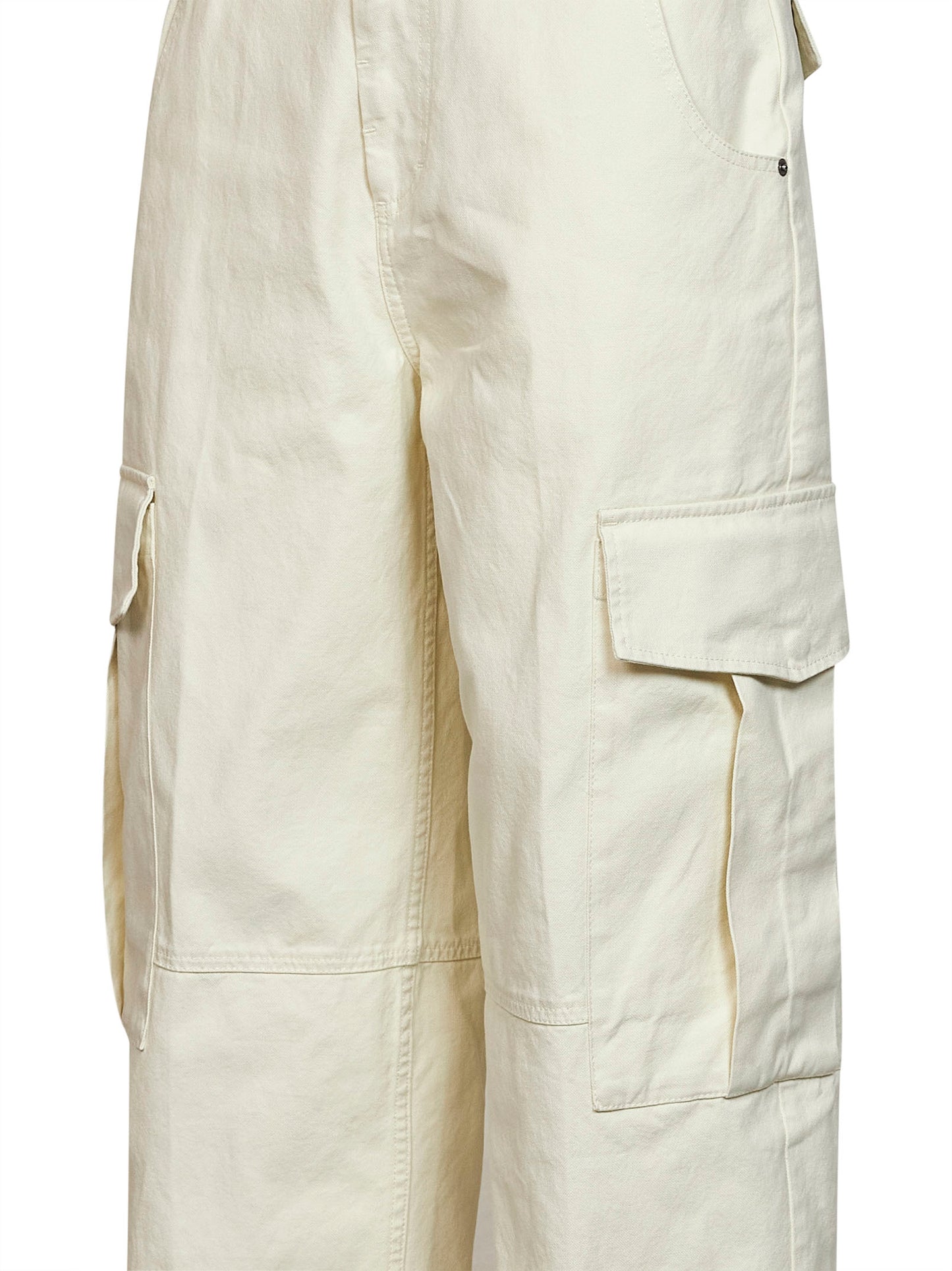 Ivory cotton baggy-fit cargo trousers