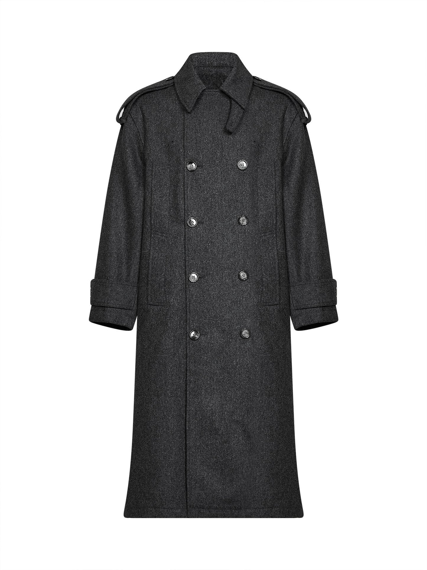 Trench doppiopetto in lana vergine grigio carbone