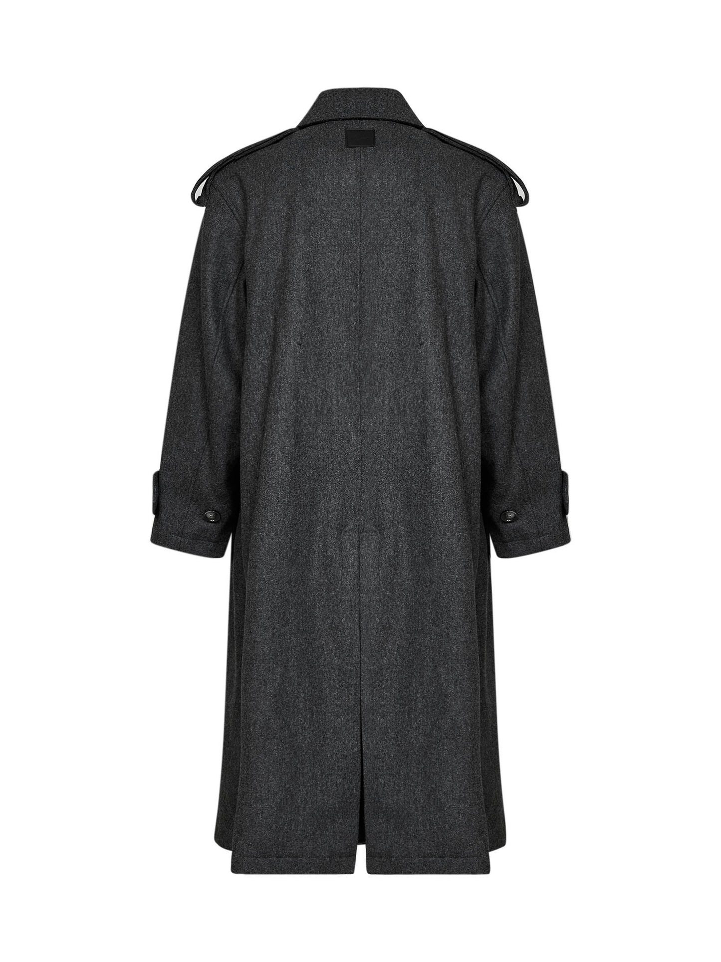 Trench doppiopetto in lana vergine grigio carbone