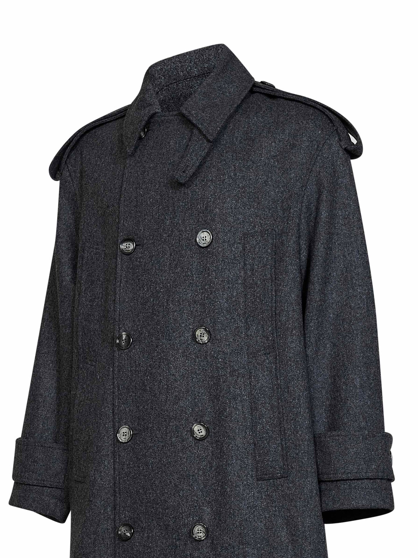 Trench doppiopetto in lana vergine grigio carbone