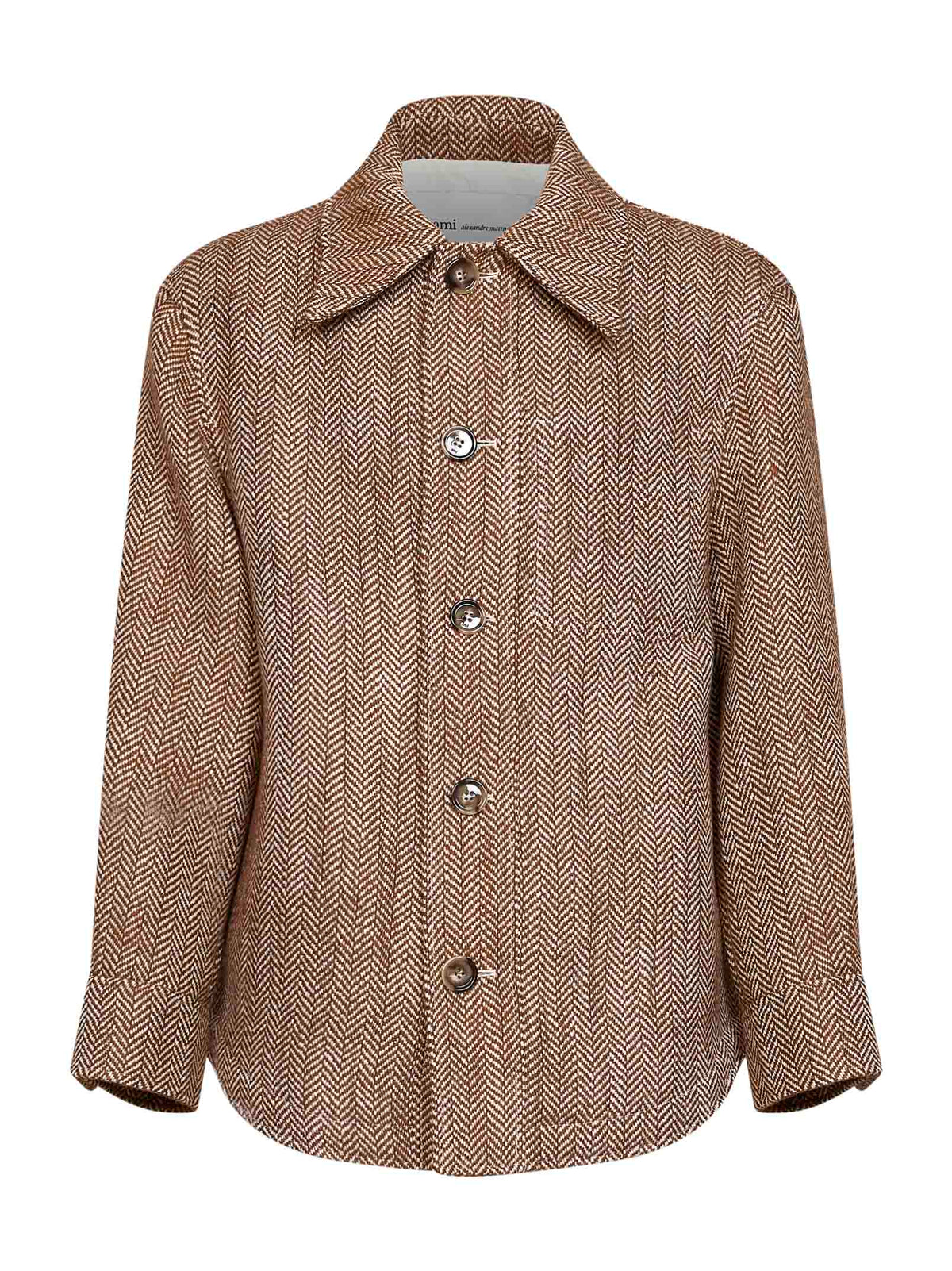 Marron herringbone wool overshirt