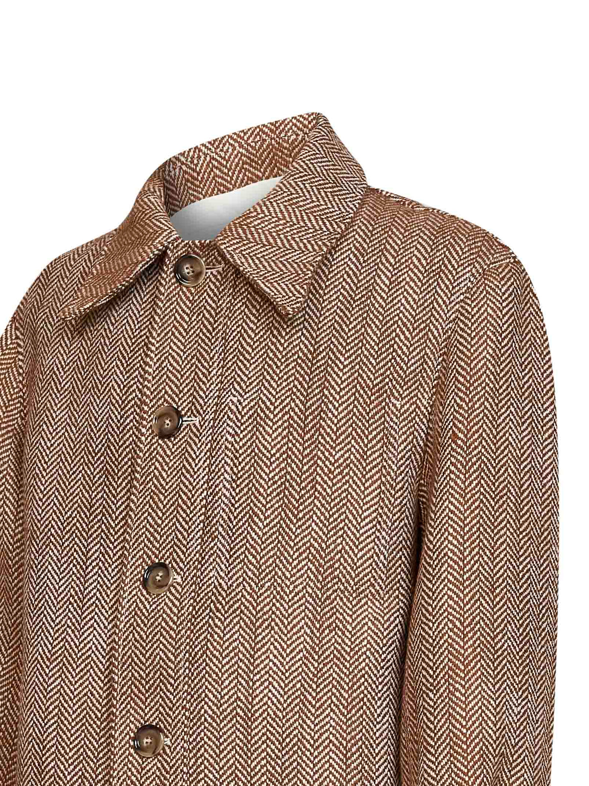 Marron herringbone wool overshirt