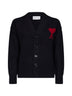 Cardigan Ami de Cœur in lana merino infeltrita nera