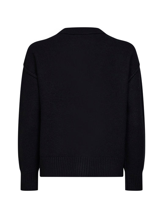 Cardigan Ami de Cœur in lana merino infeltrita nera