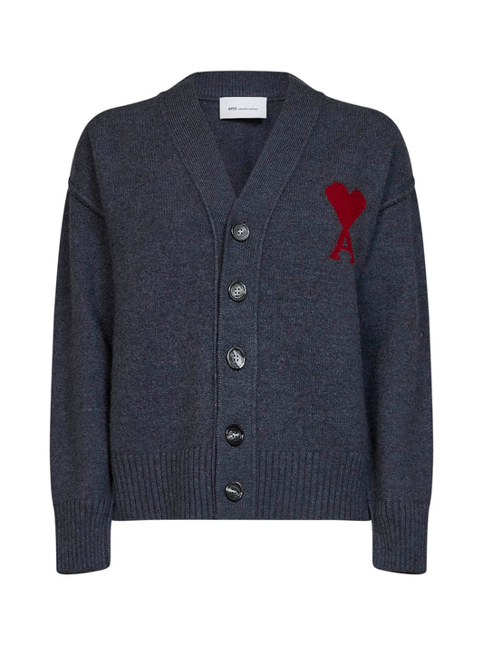 Grey felted merino wool Ami de Cœur cardigan