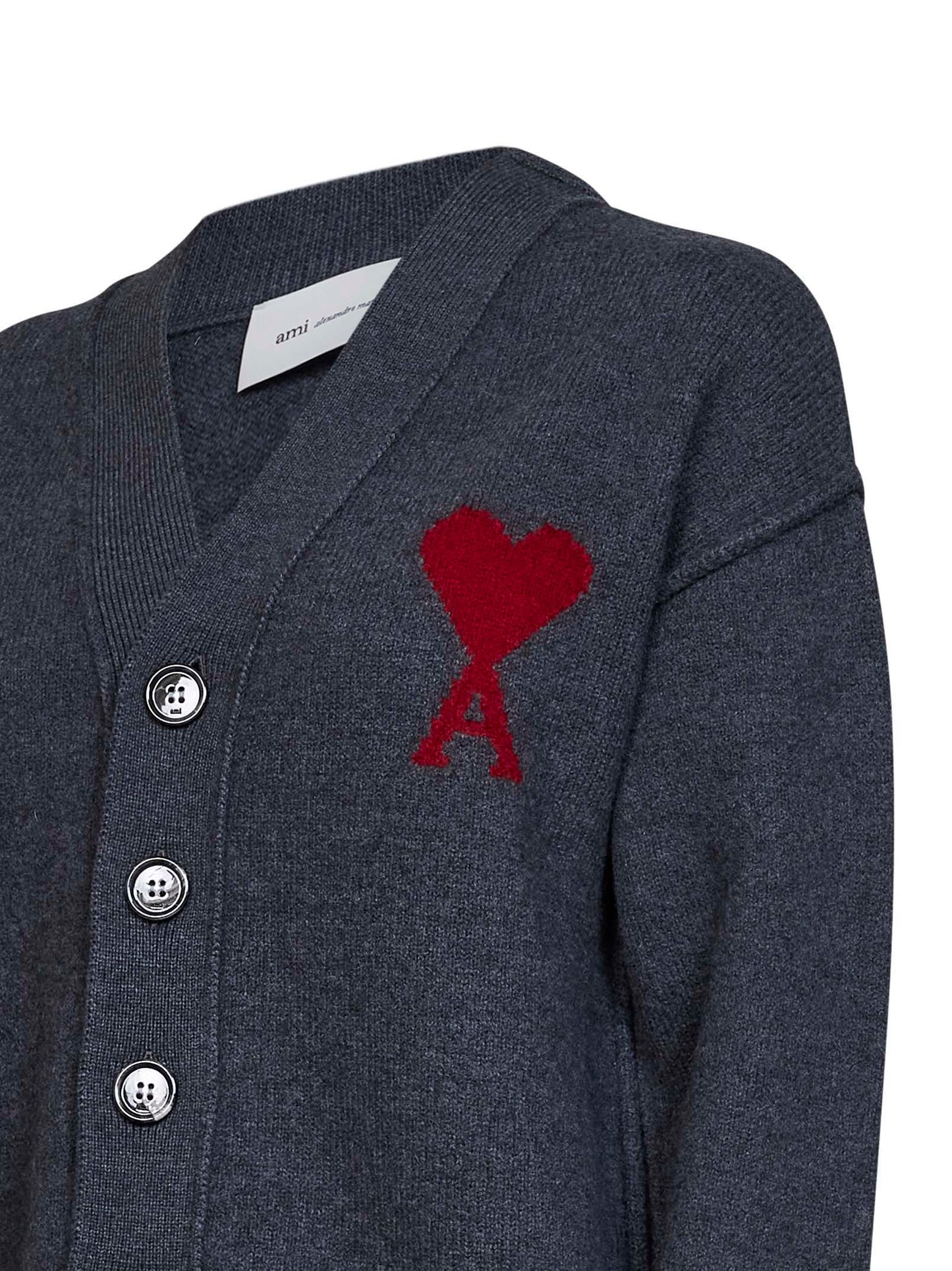 Cardigan Ami de Cœur in lana merino infeltrita grigia