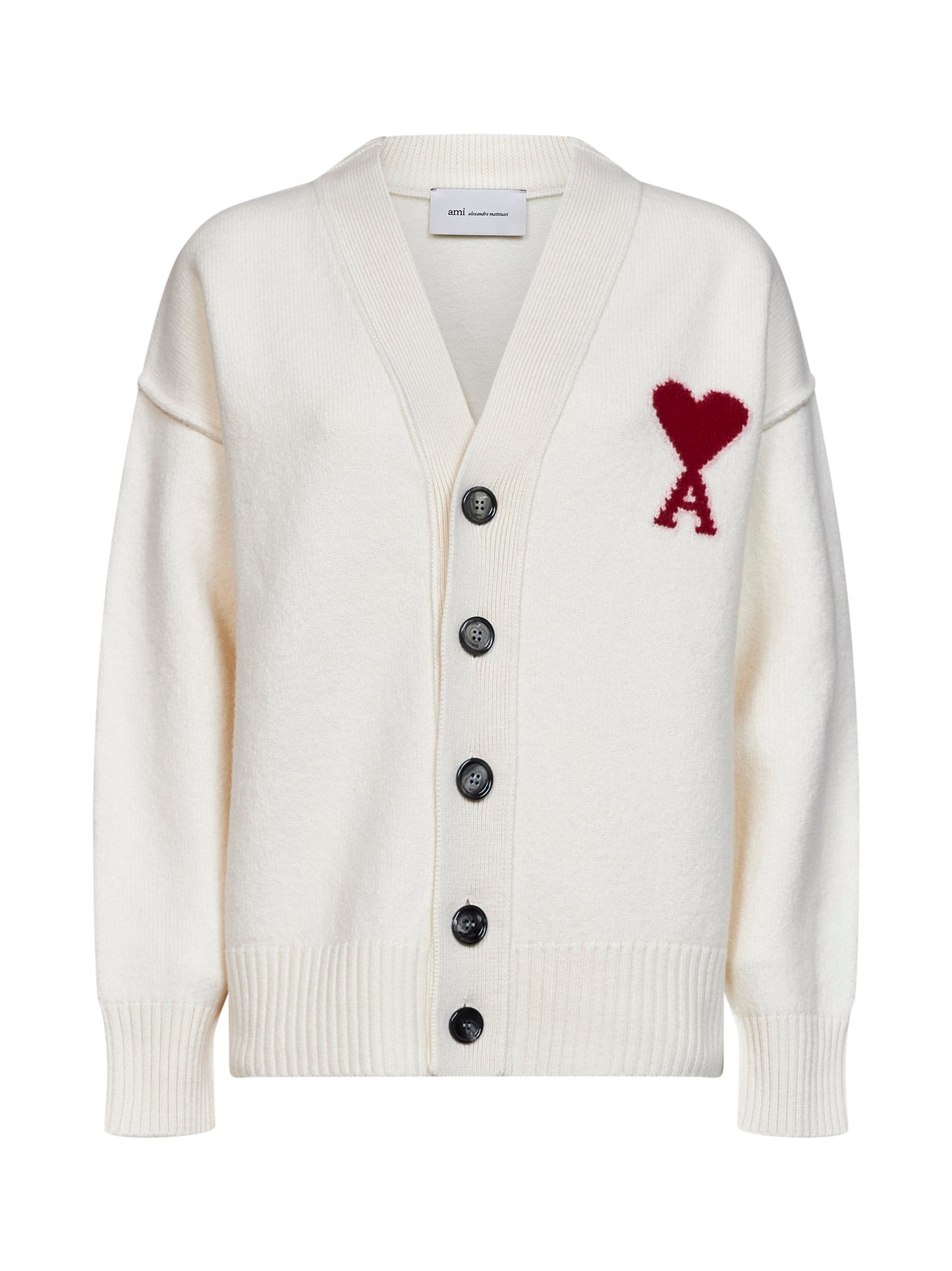 Ecru felted merino wool Ami de Cœur cardigan