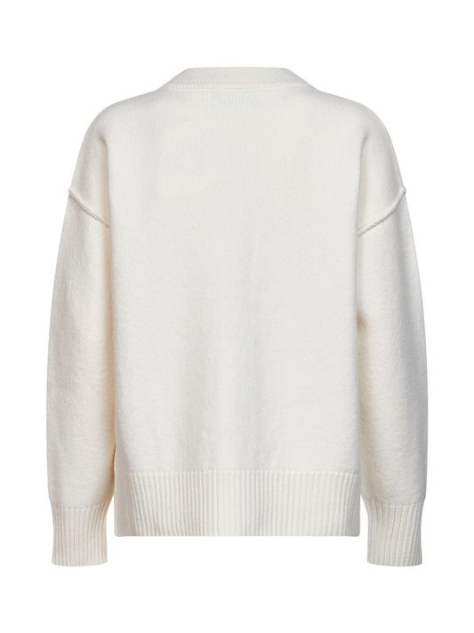Cardigan Ami de Cœur in lana merino infeltrita ecrù