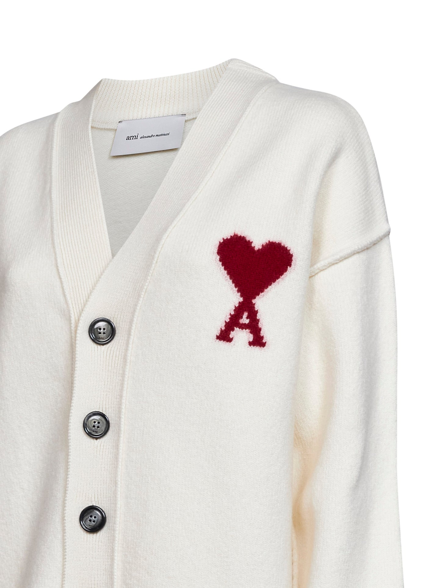 Ecru felted merino wool Ami de Cœur cardigan