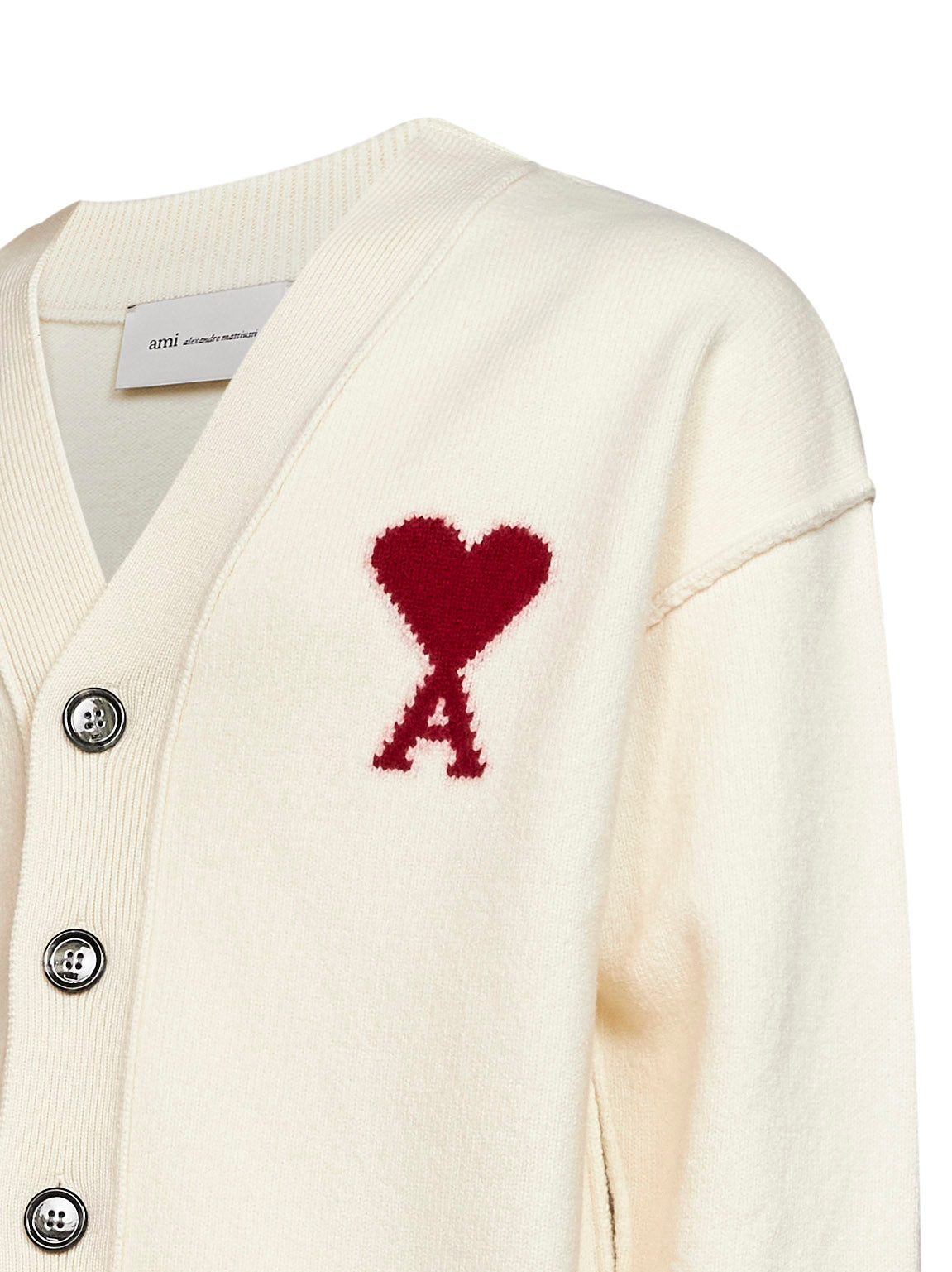 Cardigan Ami de Cœur in lana merino infeltrita ecrù
