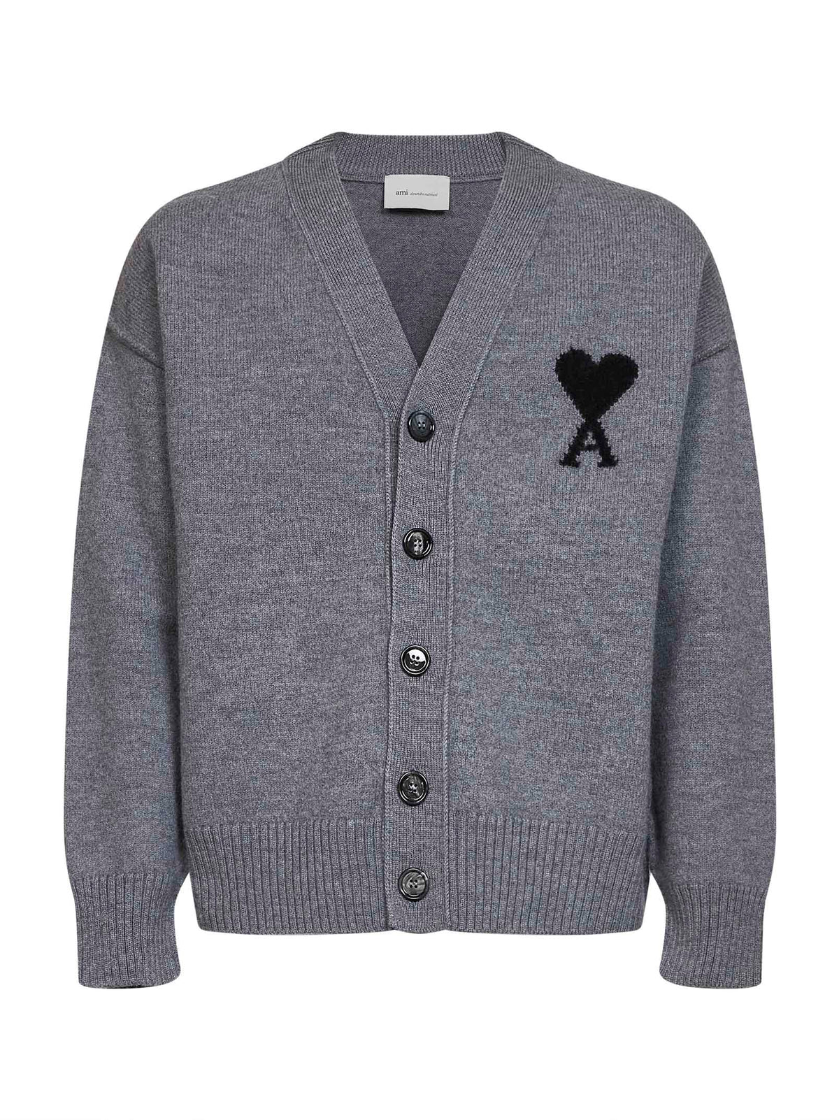 Grey felted merino wool Ami de Cœur cardigan