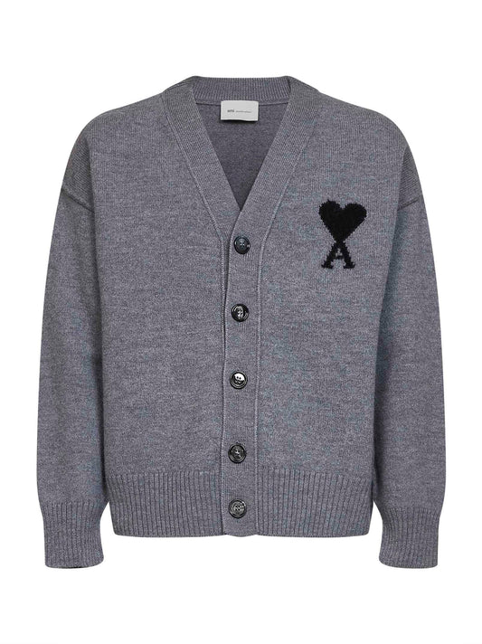 Cardigan Ami de Cœur in lana merino infeltrita grigia