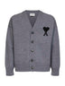 Grey felted merino wool Ami de Cœur cardigan
