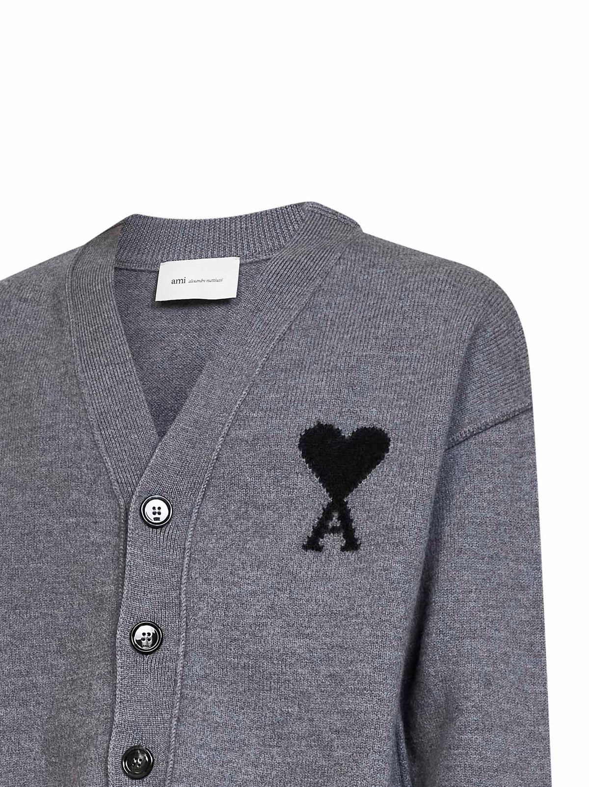 Grey felted merino wool Ami de Cœur cardigan