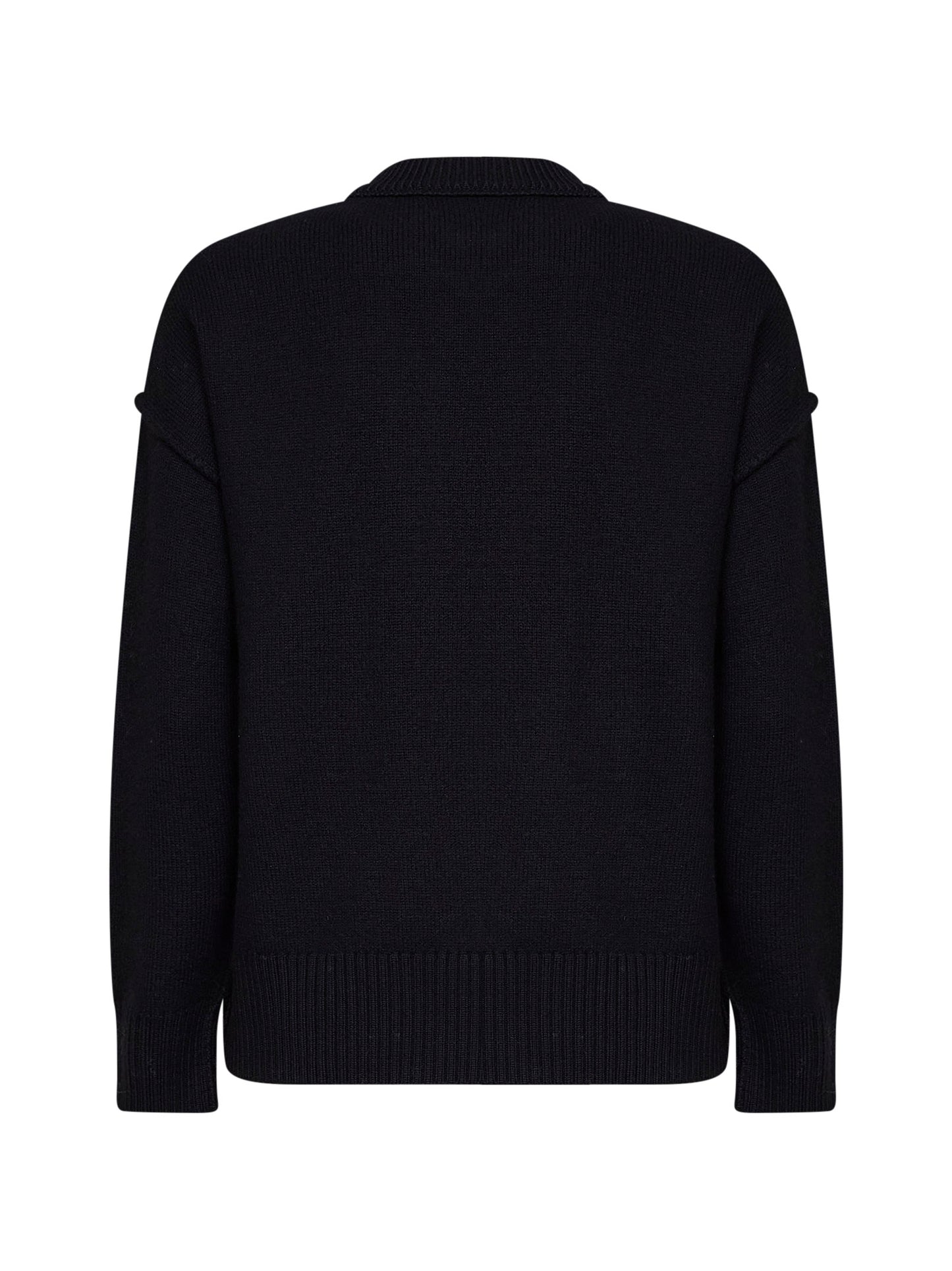 Black felted merino wool Ami de Cœur crewneck sweater