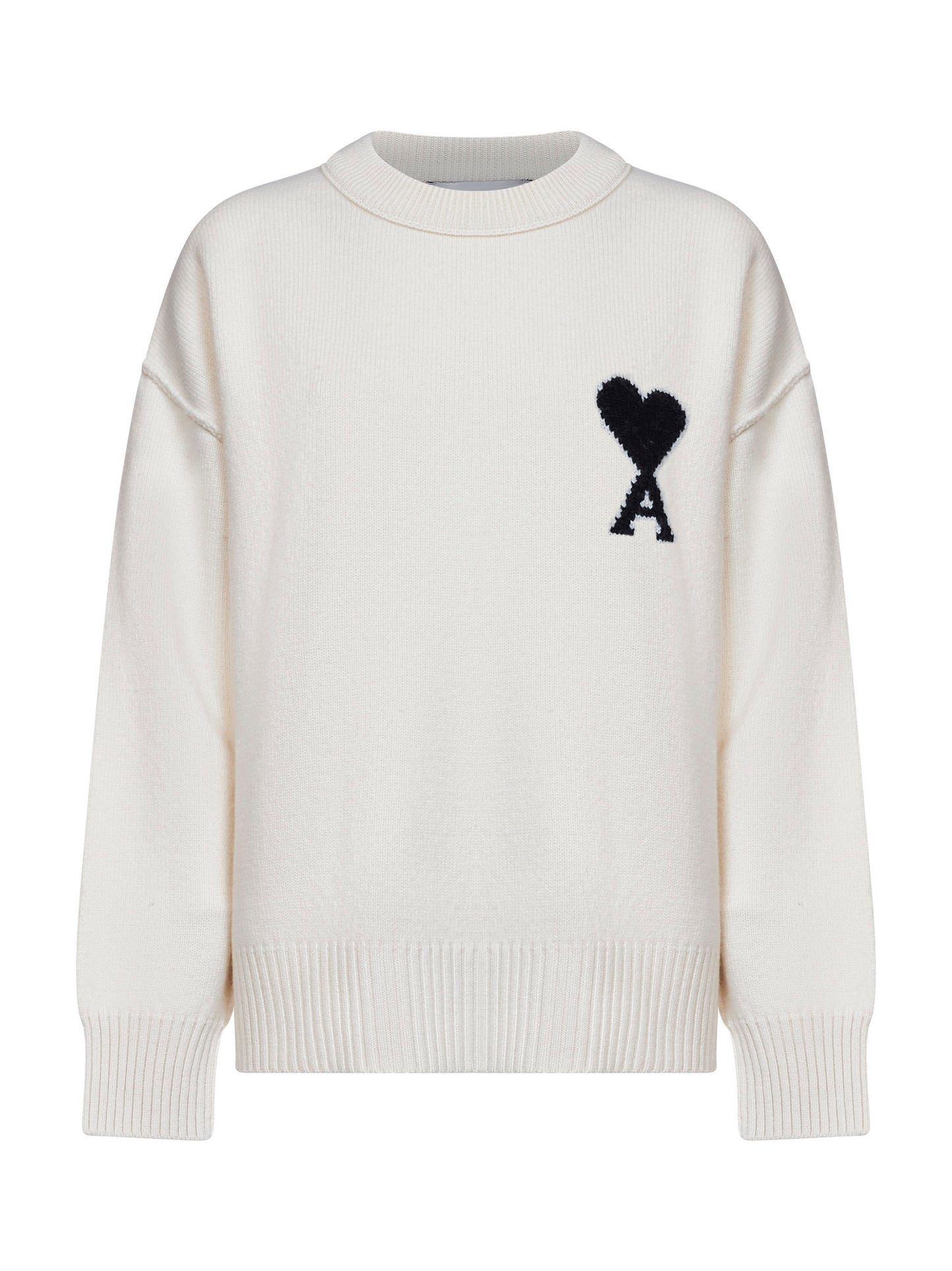 Maglione girocollo Ami de Cœur in lana merino infeltrita ecrù