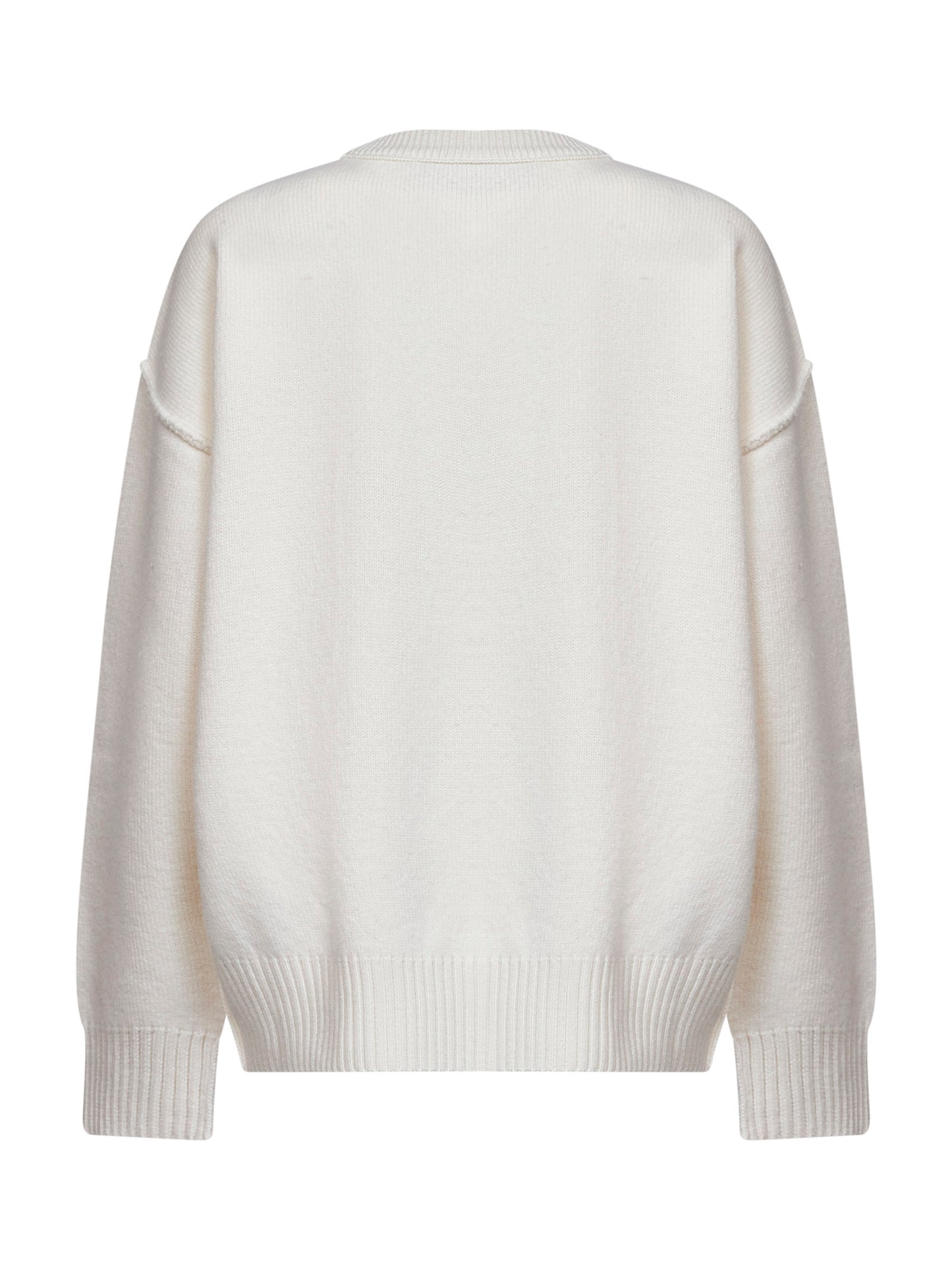 Maglione girocollo Ami de Cœur in lana merino infeltrita ecrù