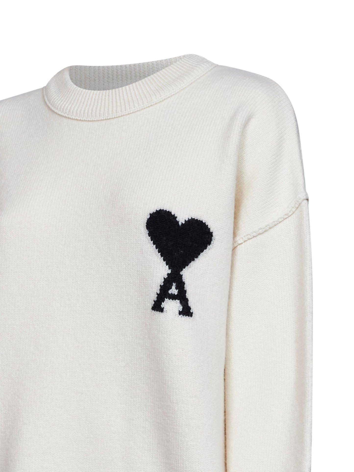 Maglione girocollo Ami de Cœur in lana merino infeltrita ecrù