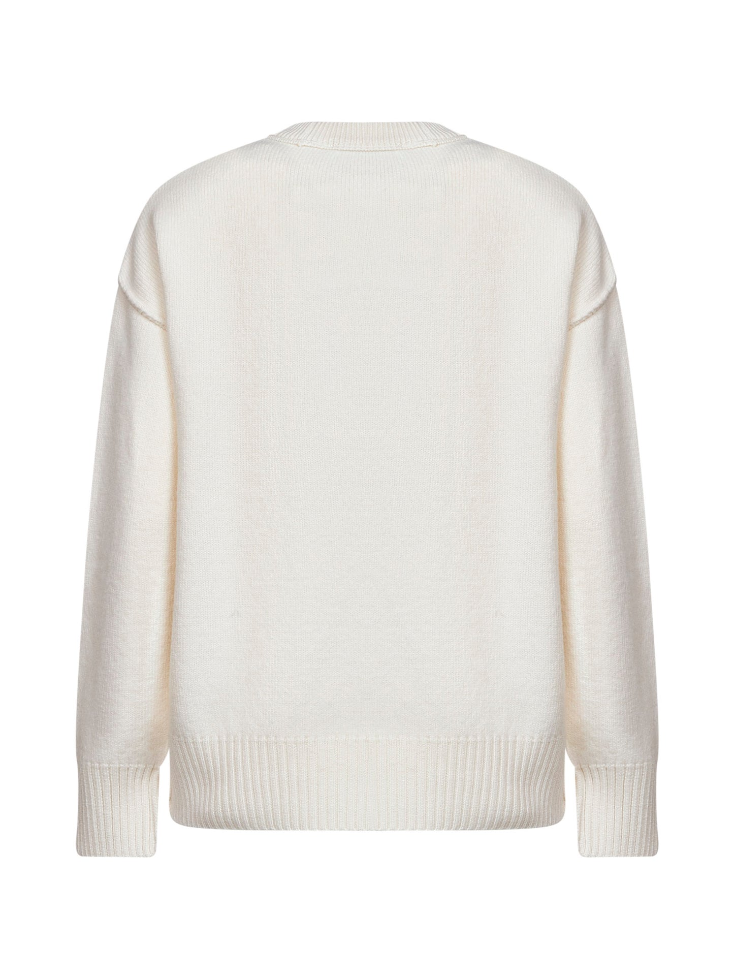 Maglione girocollo Ami de Cœur in lana merino infeltrita ecrù