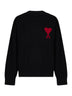 Maglione girocollo Ami de Cœur in lana merino infeltrita nera<BR/>