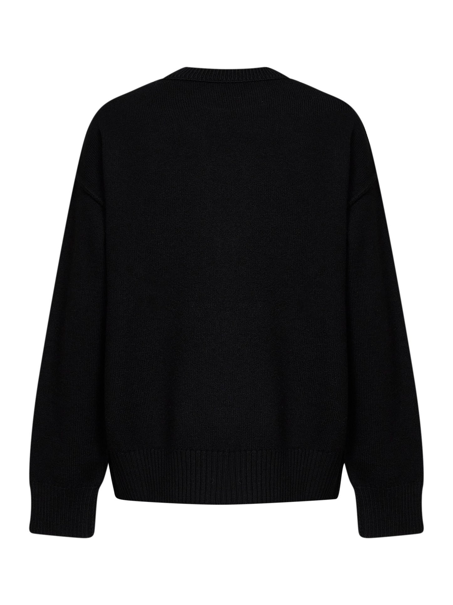 Maglione girocollo Ami de Cœur in lana merino infeltrita nera<BR/>