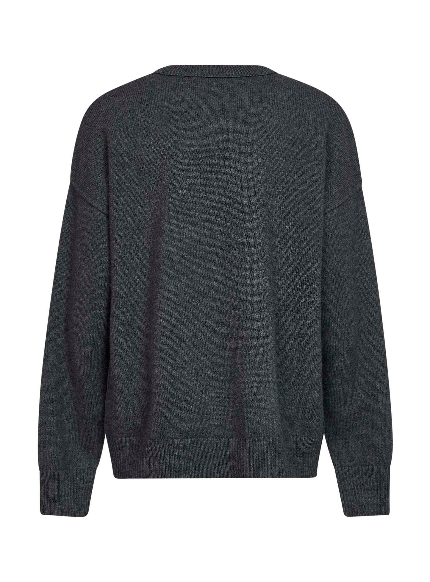 Grey felted merino wool Ami de Cœur crewneck sweater