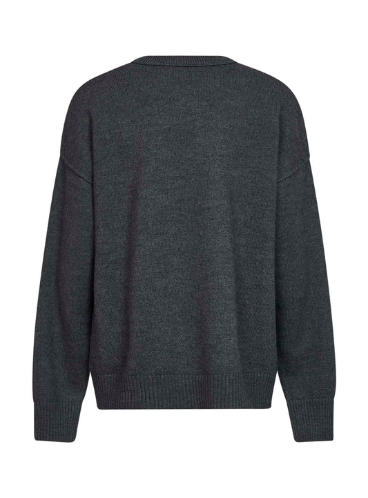 Grey felted merino wool Ami de Cœur crewneck sweater
