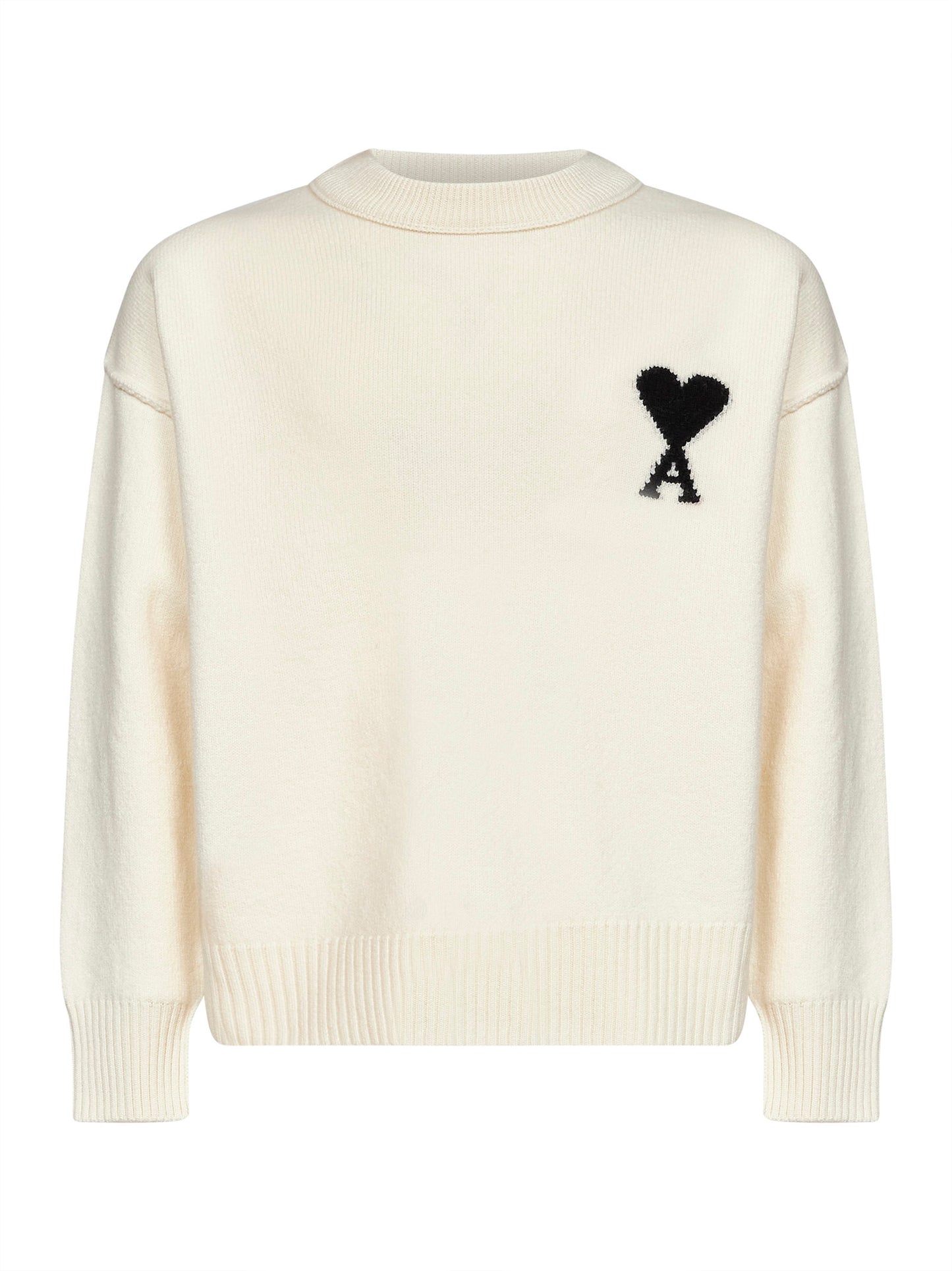 Maglione girocollo Ami de Cœur in lana merino infeltrita ecrù
