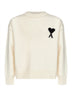 Maglione girocollo Ami de Cœur in lana merino infeltrita ecrù