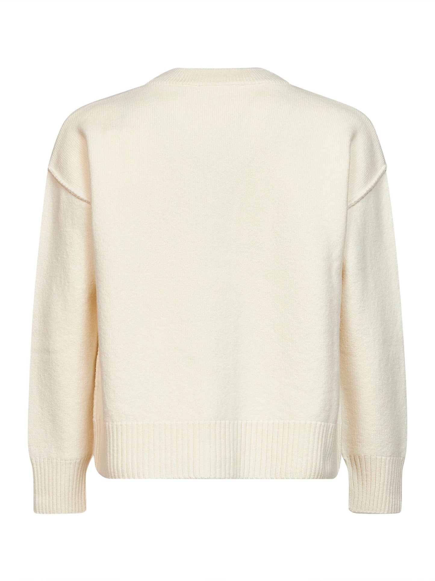 Maglione girocollo Ami de Cœur in lana merino infeltrita ecrù