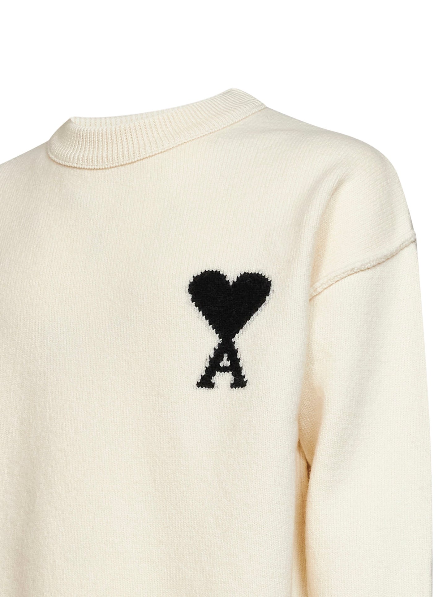 Maglione girocollo Ami de Cœur in lana merino infeltrita ecrù