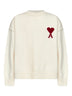 Maglione girocollo Ami de Cœur in lana merino infeltrita ecrù