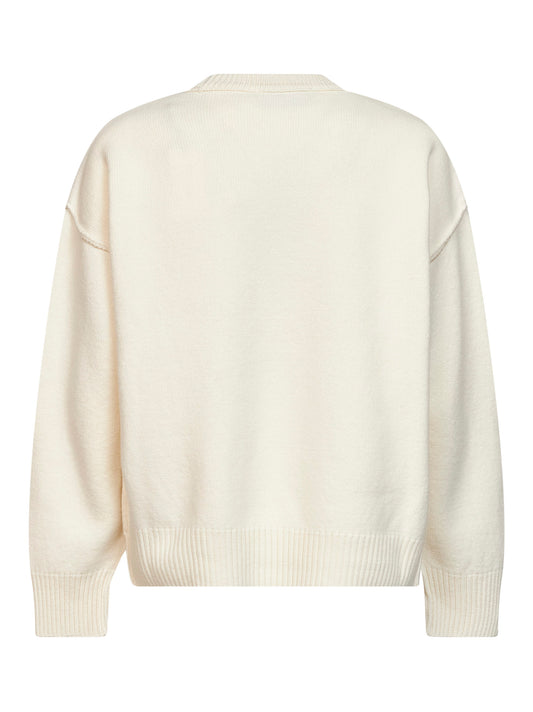 Maglione girocollo Ami de Cœur in lana merino infeltrita ecrù