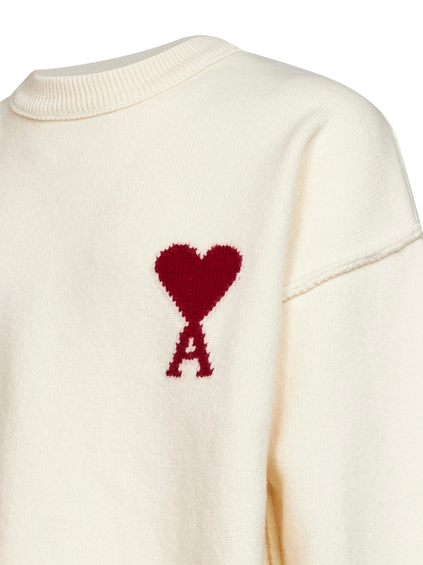Maglione girocollo Ami de Cœur in lana merino infeltrita ecrù