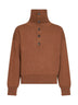 Camel compact wool knit button-up sweater