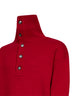 Red compact wool knit button-up sweater