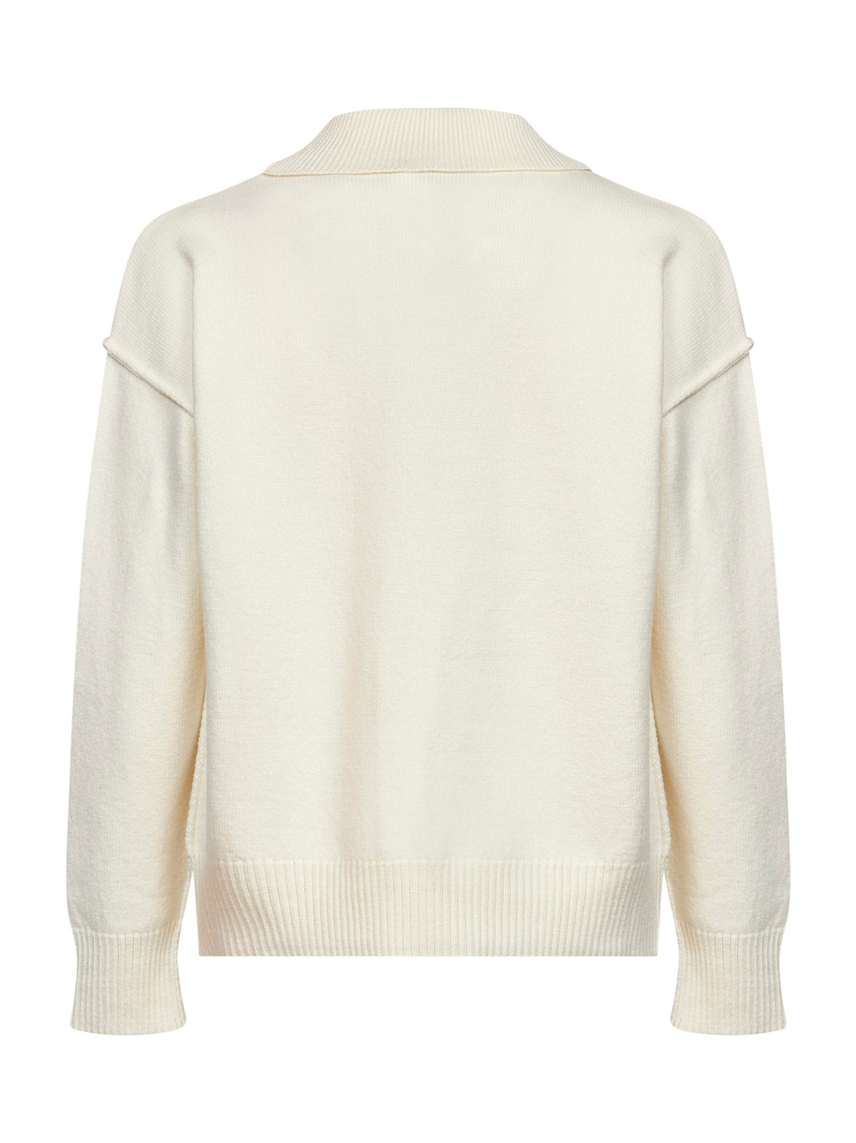 Polo Ami de Cœur in lana merino infeltrita ecrù