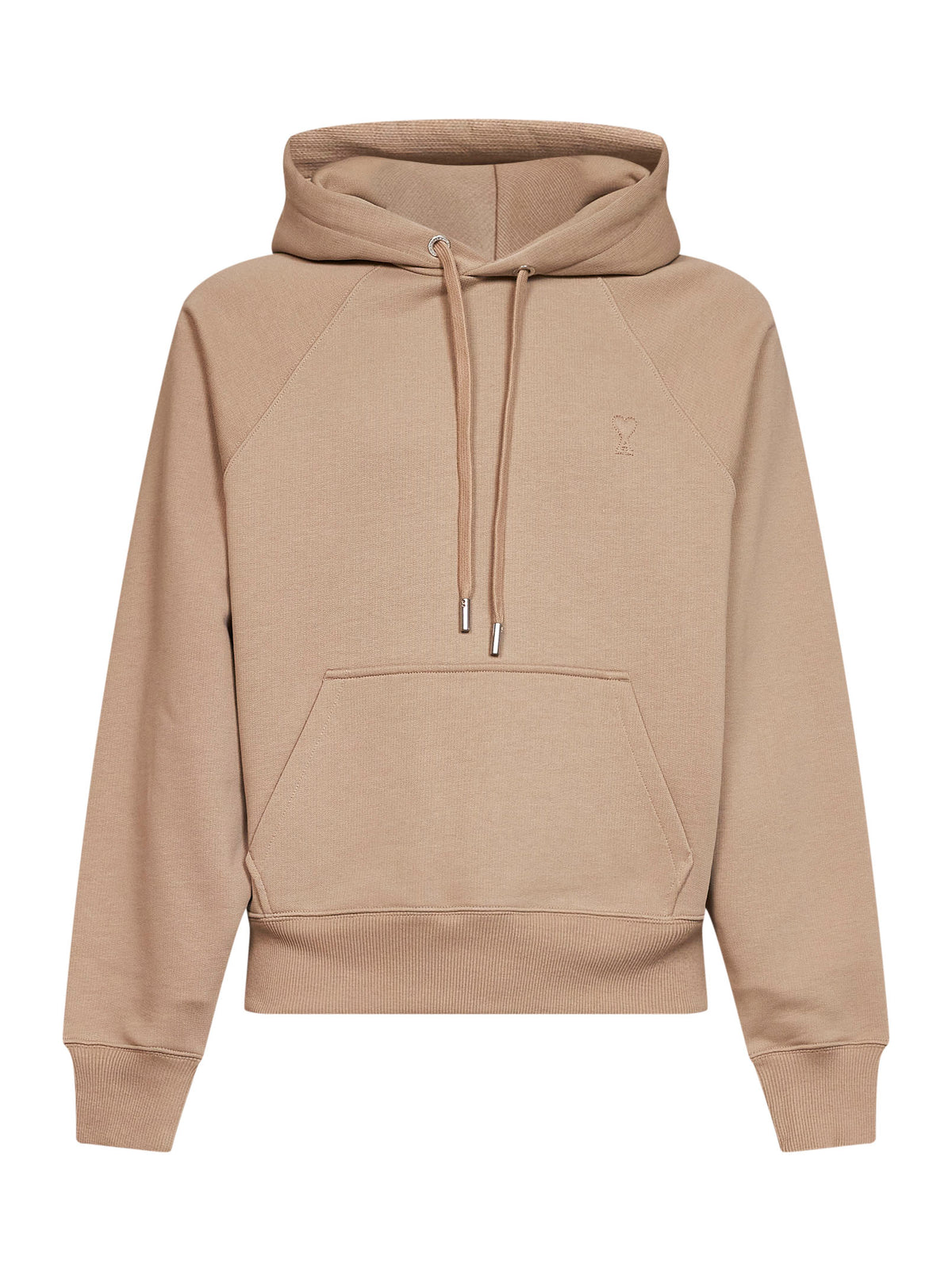 Beige loopback jersey Ami de Cœur embossed hoodie