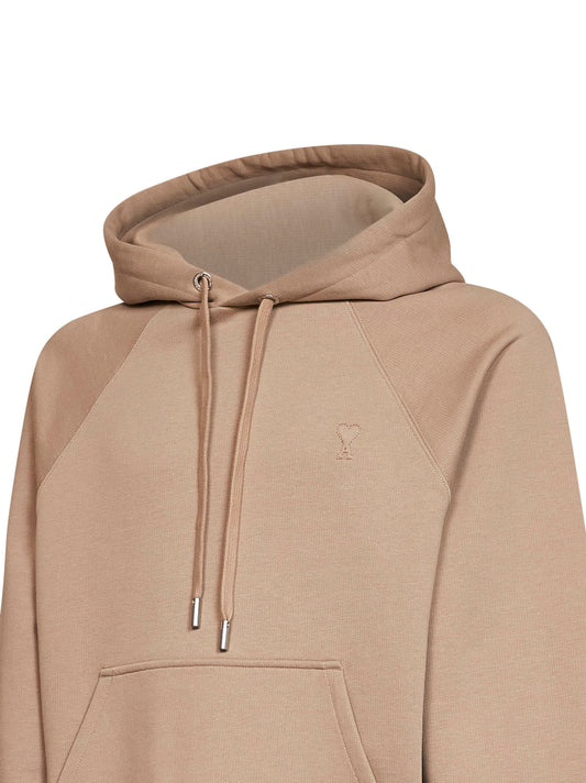Felpa con cappuccio Ami de Cœur goffrata in felpa loopback beige<BR/>