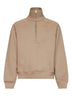 Felpa a mezza zip Ami de Cœur in cotone beige