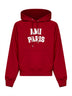 Red loopback cotton hoodie with Ami Paris embroidery