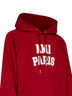 Red loopback cotton hoodie with Ami Paris embroidery