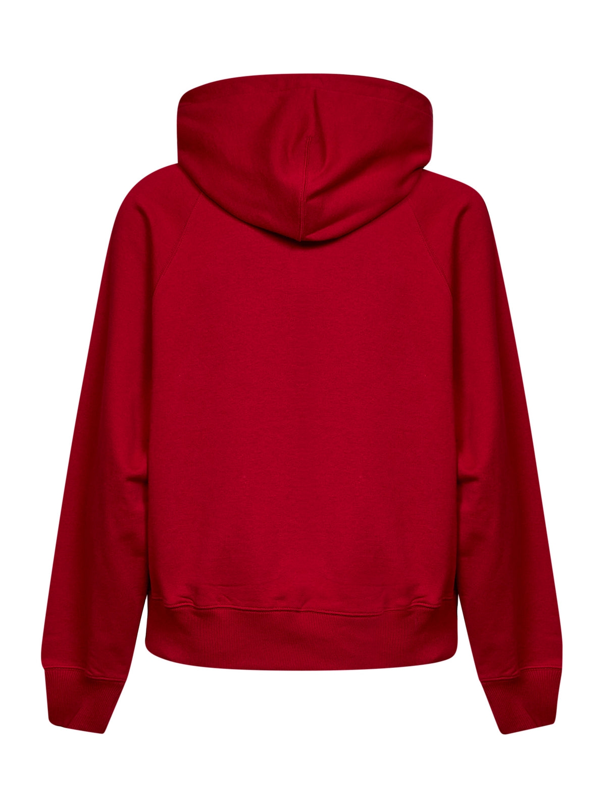 Red loopback cotton hoodie with Ami Paris embroidery