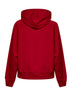 Red loopback cotton hoodie with Ami Paris embroidery