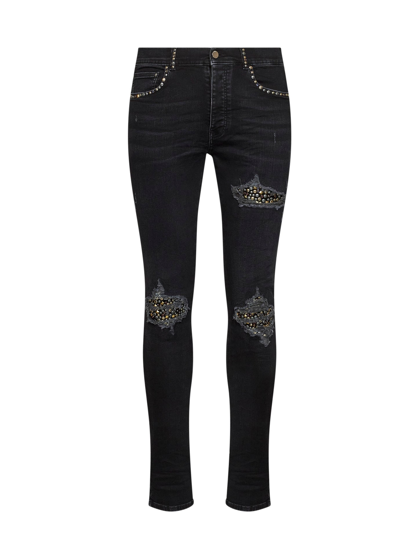 Jeans MX1 in denim di cotone stretch nero con borchie