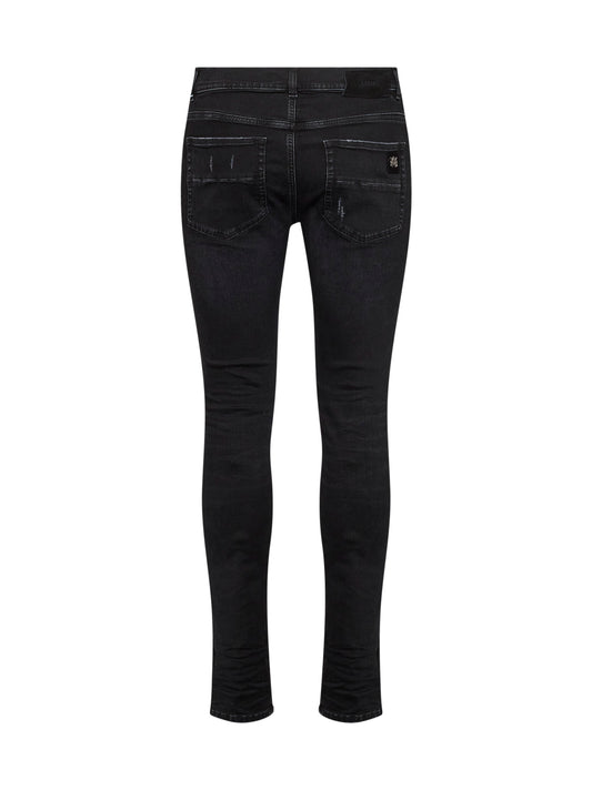 Jeans MX1 in denim di cotone stretch nero con borchie
