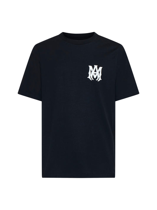 T-shirt nera con stampa logo in cotone